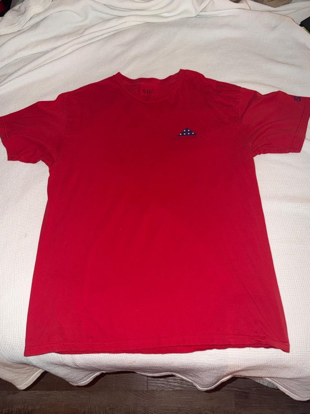 5.11 Tactical Red Short-Sleeve Crewneck Tee with Flag Accent